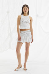 BUBBLE HEM MINI SKIRT / WHITE