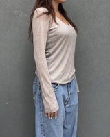 V-Neck Long-Sleeve Top (MOCHA) WOMENS