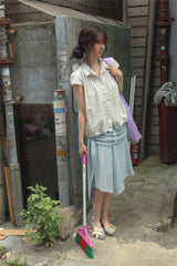 Vintage String Pintuck Shirts - Cotton Candy(Stripe)