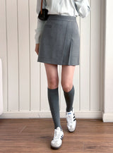 Dews Unbalance Pleats Wrap Skirt Pants