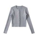 Basic Cable Round Neck Cardigan