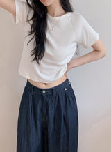 ND Basic Rib Crop Short Sleeve T-shirt (6color)