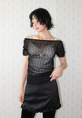 SATIN FRILL MINI SKIRT
