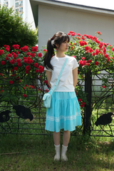 Bloom lace skirt - Aqua blue