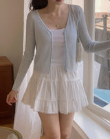 #Viscose Rib Crop V-neck Cardigan (6color)