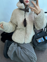 TEDDY🧸CHOKER SHEEP FUR MUSTANG ZIP UP JACKET 🤎💛💚2COLOR