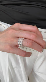 Silver daisy open ring