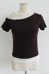 DUAL-TONE ASYMMETRY TEE (4COLORS!)