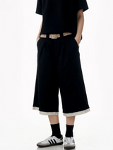Raw Hem Patch Crop Trousers