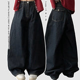 [Short & Basic Selection*] Ig バックポケットバルーンフィット 生地デニムワイドパンツ