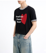 エッセンシャルスタンダード半袖リンガーTシャツ レッドハートブラック