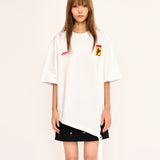 アシンメトリックベルトTシャツ - ホワイト