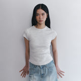 C 90S LINE BASIC T-SHIRT_LIGHT GREY