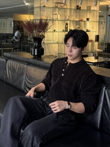 Dique velvet henley-neck round knitwear