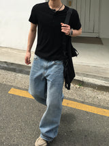 ノエアミュージックヘンリーネックショートスリーブTシャツ3C