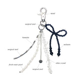 ribbon gemstone keyring (black mix)