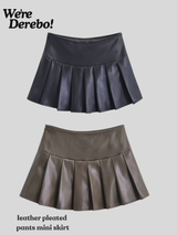 leather pleated pants mini skirt