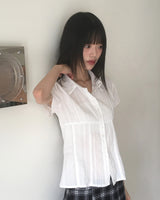 Pre lace punching short-sleeved blouse shirt