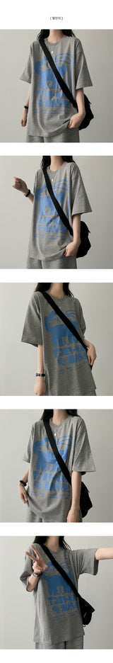 Cat dog oversized fit short-sleeved T-shirt