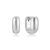 silver mini u-shape huggie hoop rhodium plating + 925 silver earrings E067-08H