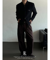 [LAURANTSEOUL] ベルトツータックストライプワイドスラックス(2color)