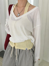ヴェイル ディープVネック ルーズフィット ニットスウェットシャツ (5c)