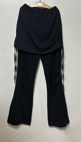 CRINKLE BOW PLEATED TWO-LAYER COTTON BOOTCUT TRAINING SKIRT-PANTS LEGGINGS - 2 COLOR
