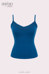 Deep Blue Lace Sleeveless Top