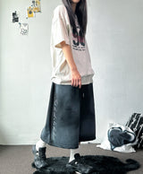 Space Side Lettering Distressed Bermuda Shorts 3color