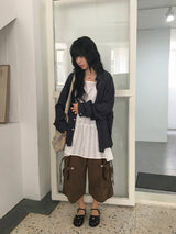 マメコ レース ノースリーブ レイヤード ワンピース