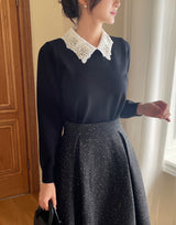 ネミュパールキュービックレースカラーニット