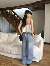 [MADE] ベツライトウォッシングバックバンディングワイドデニムパンツ