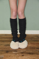 [Leg] Fuzzy button Warmer (Black)