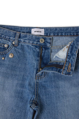 スタッドブーツカットデニムパンツ (LIGHT BLUE) ウィメン