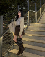 Noel Corduroy Mini Skirt & Belt Set (with inner pants)