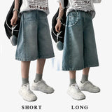 Tor Side Pintuck Slit Denim Bermuda Shorts