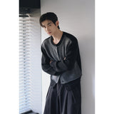 Layered wool knit cardigan(Black)