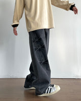 Pin Curved Denim Pants