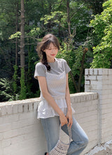 Simple & Basic Round Short Sleeve T-shirt (6color)