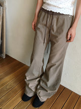 Drea Banding Cotton Wide Bootcut Pants