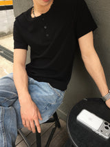 ノエアミュージックヘンリーネックショートスリーブTシャツ3C