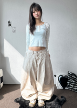Rabbit Pigment Washed Balloon Long Pants 2 SIZE 3 COLORS 