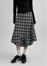 [MADE] Levein Checkered Cancan Midi Skirt