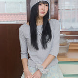 cozy stripe scrunchie light grey