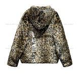 Blurry pattern hooded fur jumper