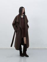 suede belted one-piece - dark brown 