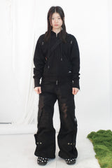 Zip Up Hoodie in Black