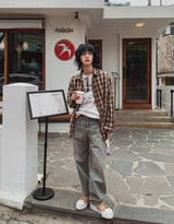 Dino loose fit check shirt