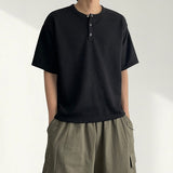 ディルツ スナップ ヘンリーネック ショートスリーブ ニット Tシャツ (5 colors)