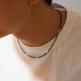 LOVE SKINNY BEADS NECKLACE GREEN (M)